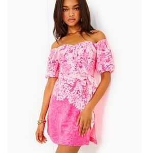 Lilly Pulitzer Winola Pink Floral Off-Shoulder Mini Dress/Romper